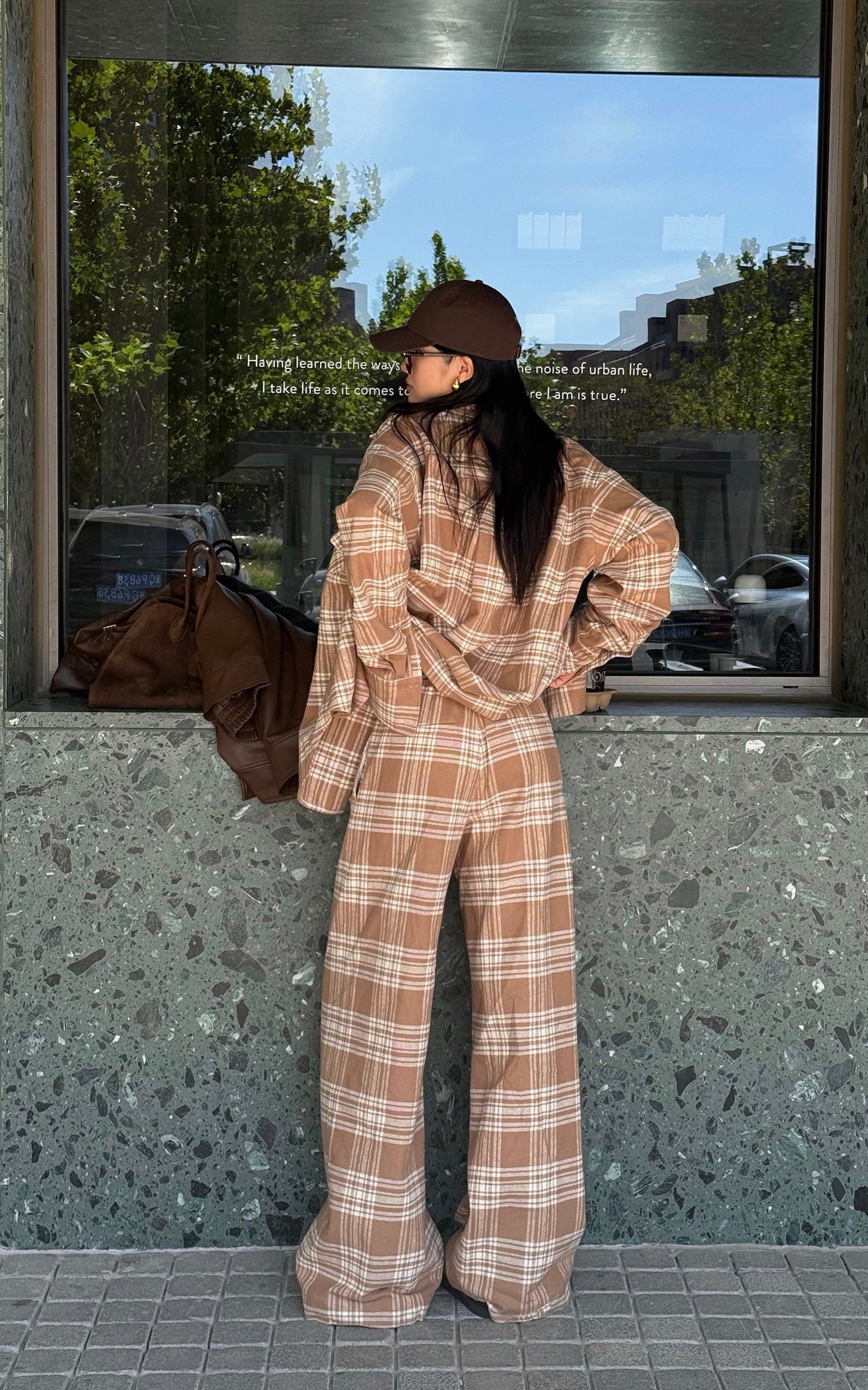 ROVENTE Checked Wide-Leg Pants