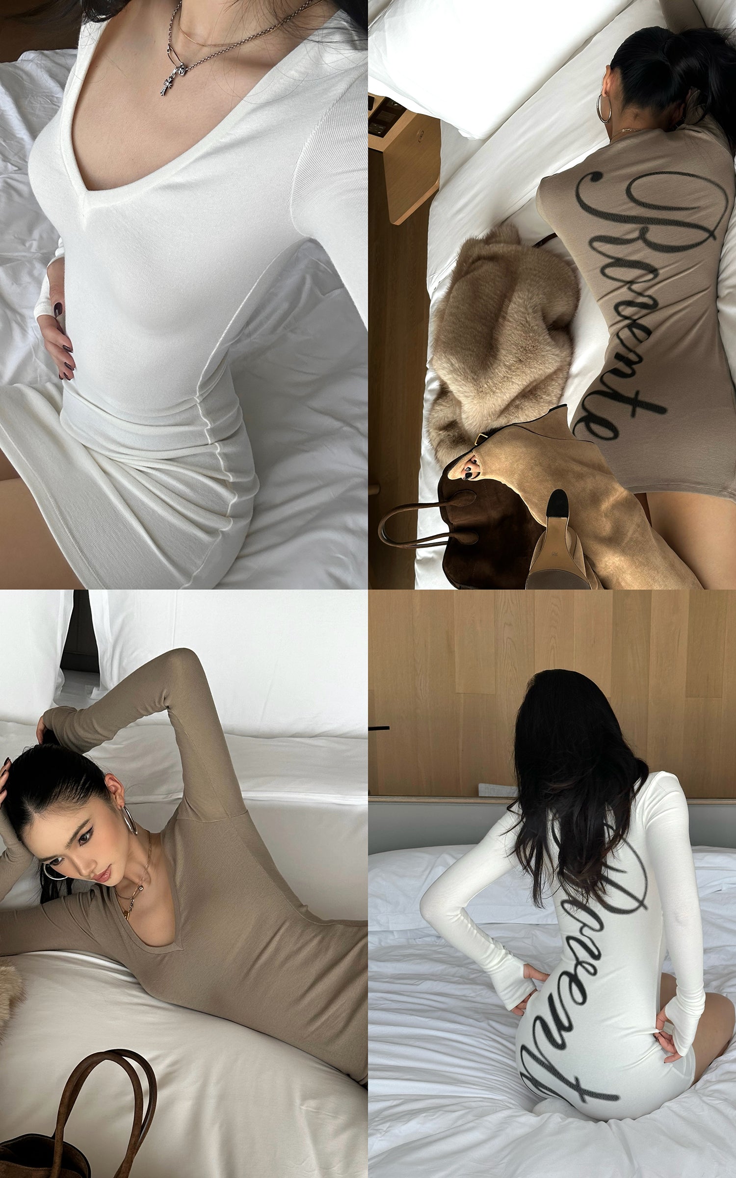 ROVENTE Script Back Bodycon Knit Mini Dress