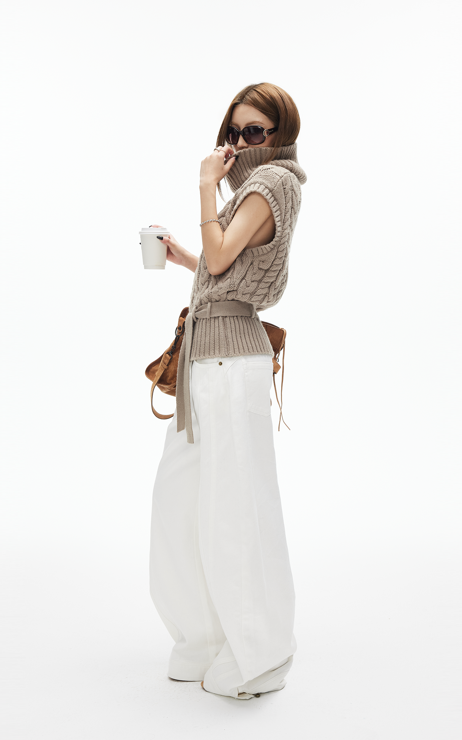 IAMXIAA Wide Leg Structured Denim Pants