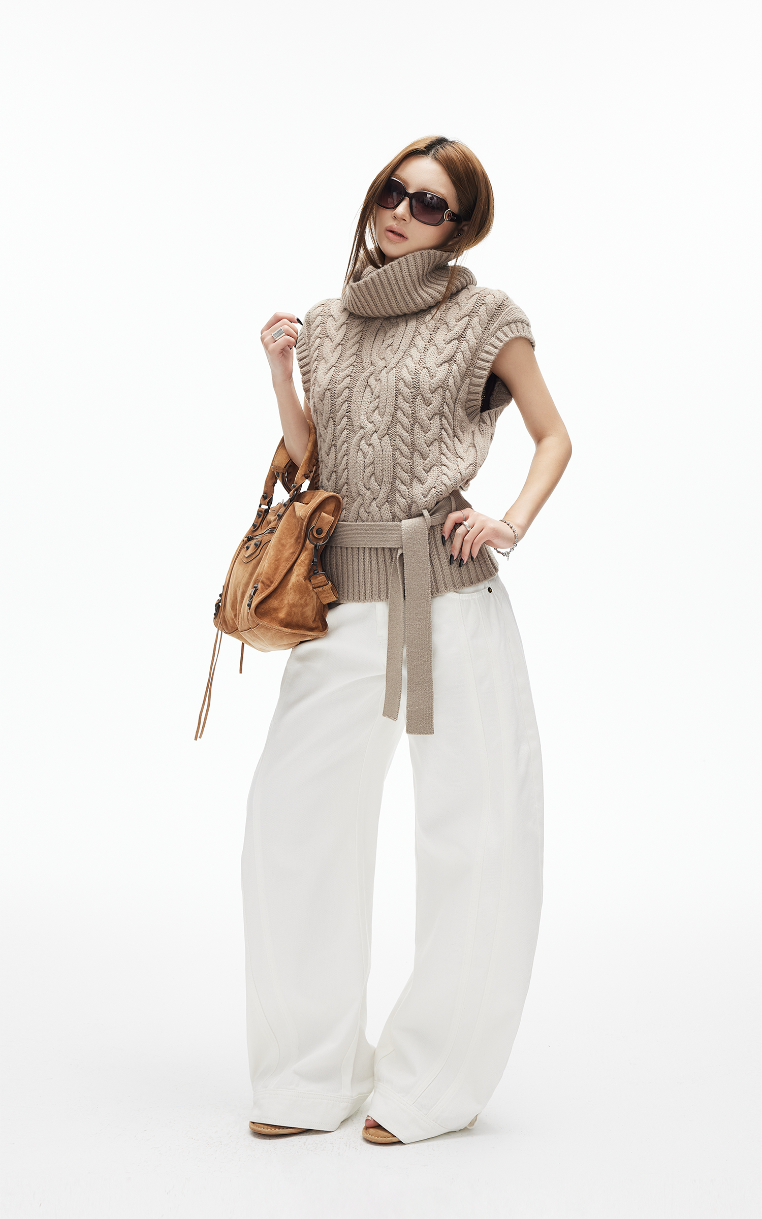 IAMXIAA Wide Leg Structured Denim Pants