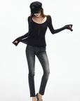 IAMXIAA Grommet Detail Fitted Knit Top