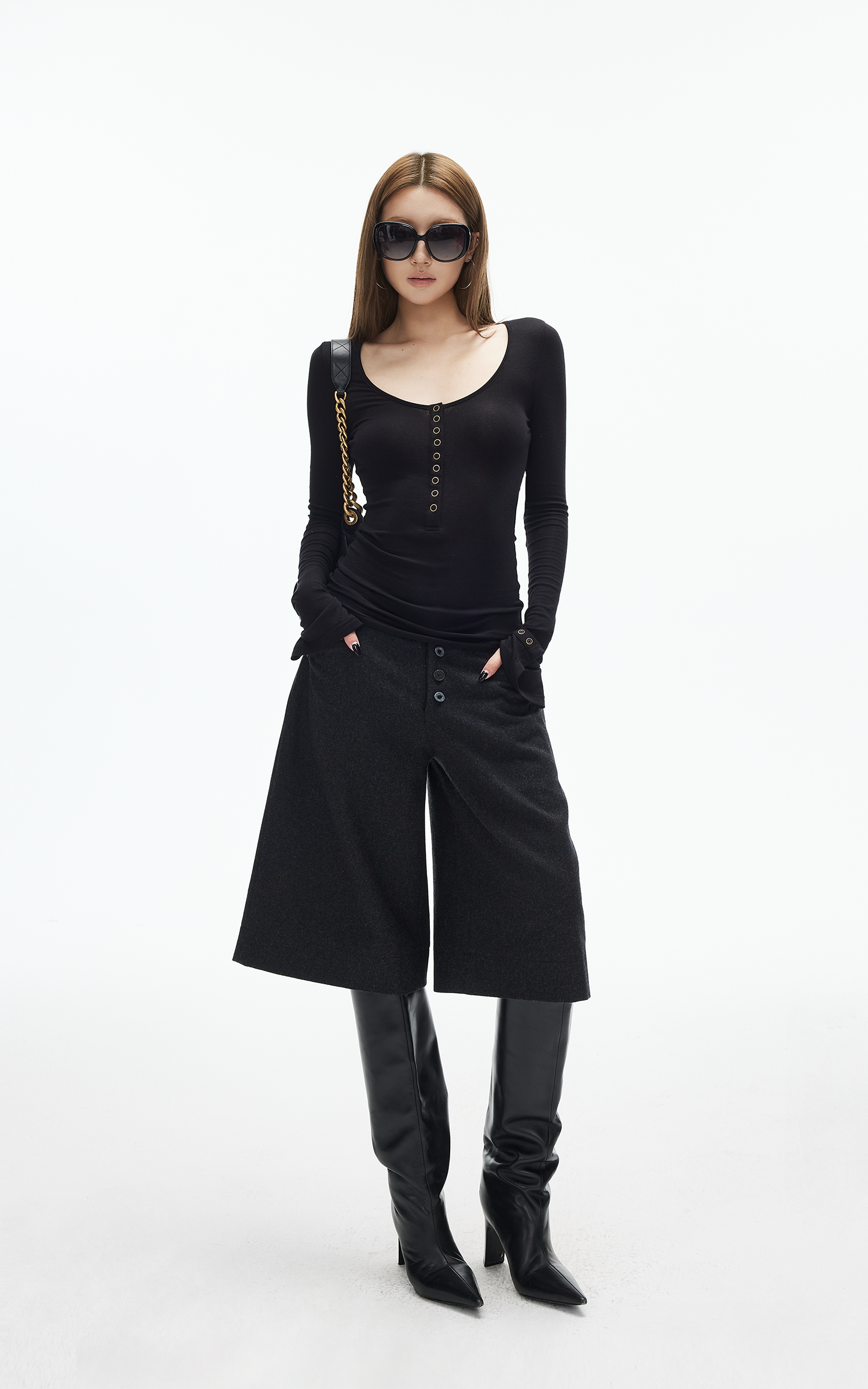 IAMXIAA Wool-Blend Wide Culotte Pants