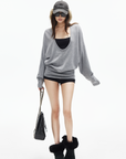 IAMXIAA Deep V Batwing Knit Top