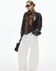 IAMXIAA Faux Leather Belted Jacket