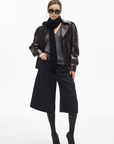 IAMXIAA Faux Leather Belted Jacket