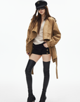 IAMXIAA High Waist Button Detail Mini Shorts in Black