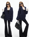 IAMXIAA Cable Knit Button Cardigan Relaxed Fit