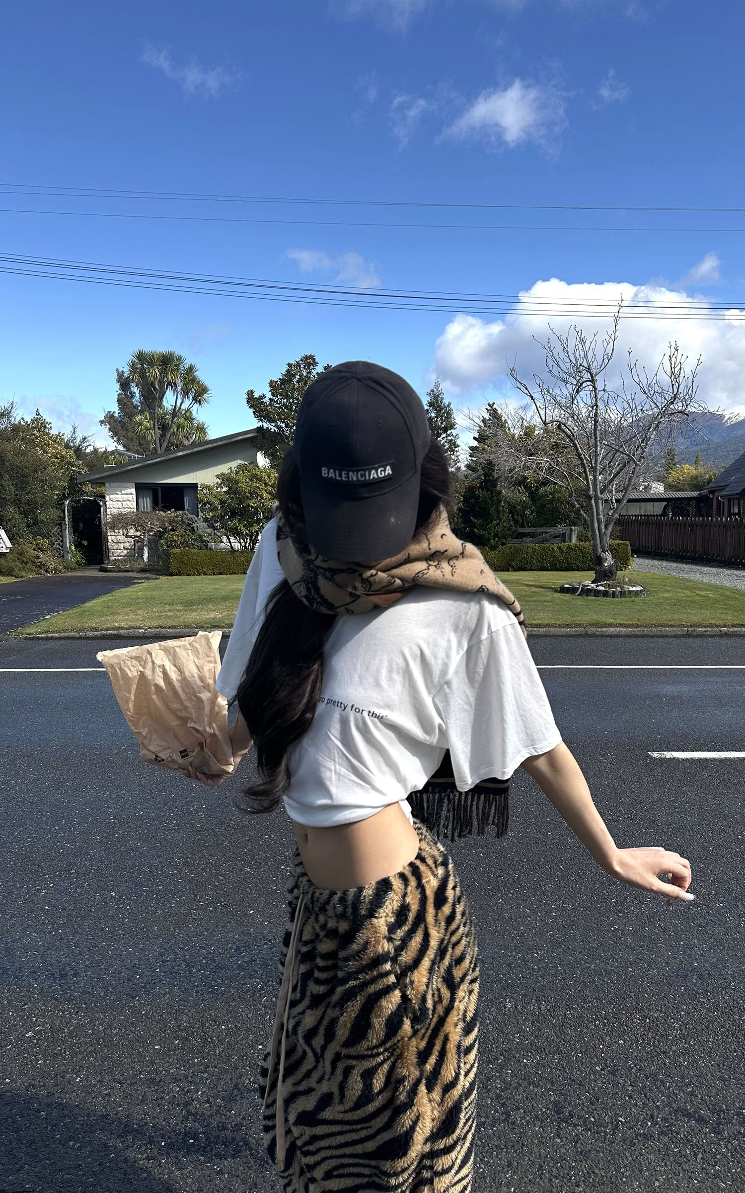 0122stepll Pantalon large à imprimé tigre