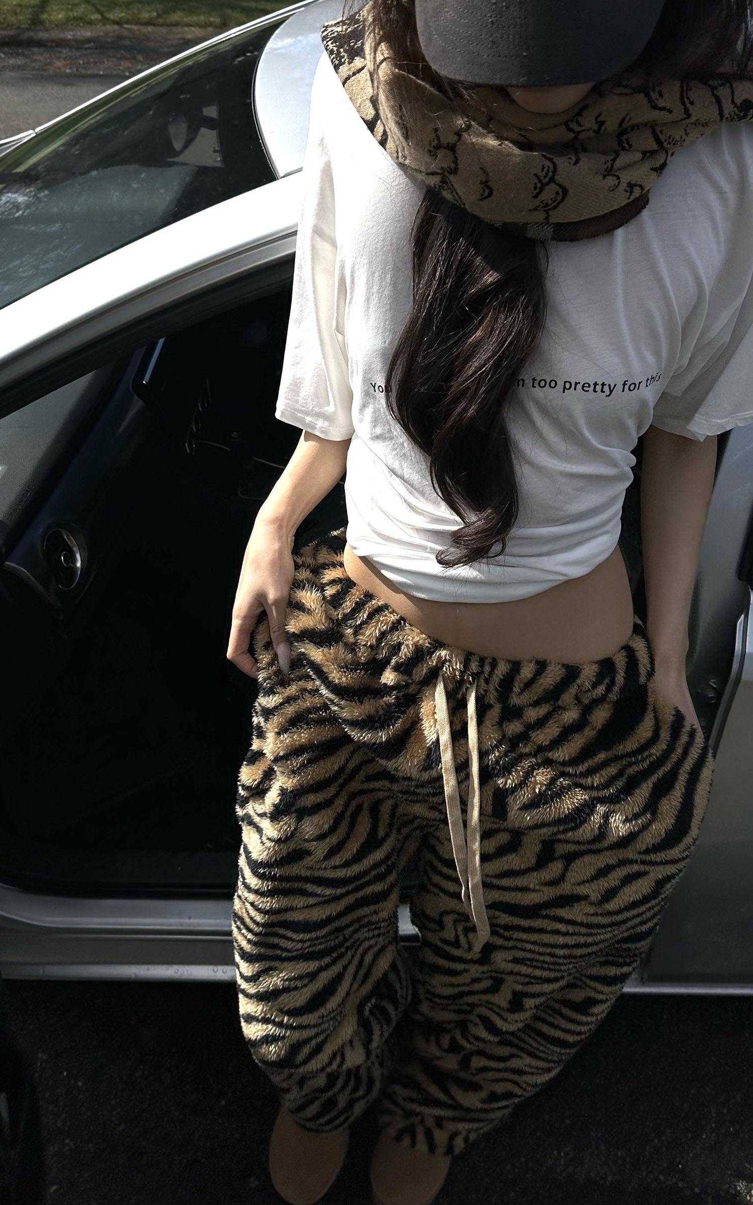 0122stepll Pantalon large à imprimé tigre