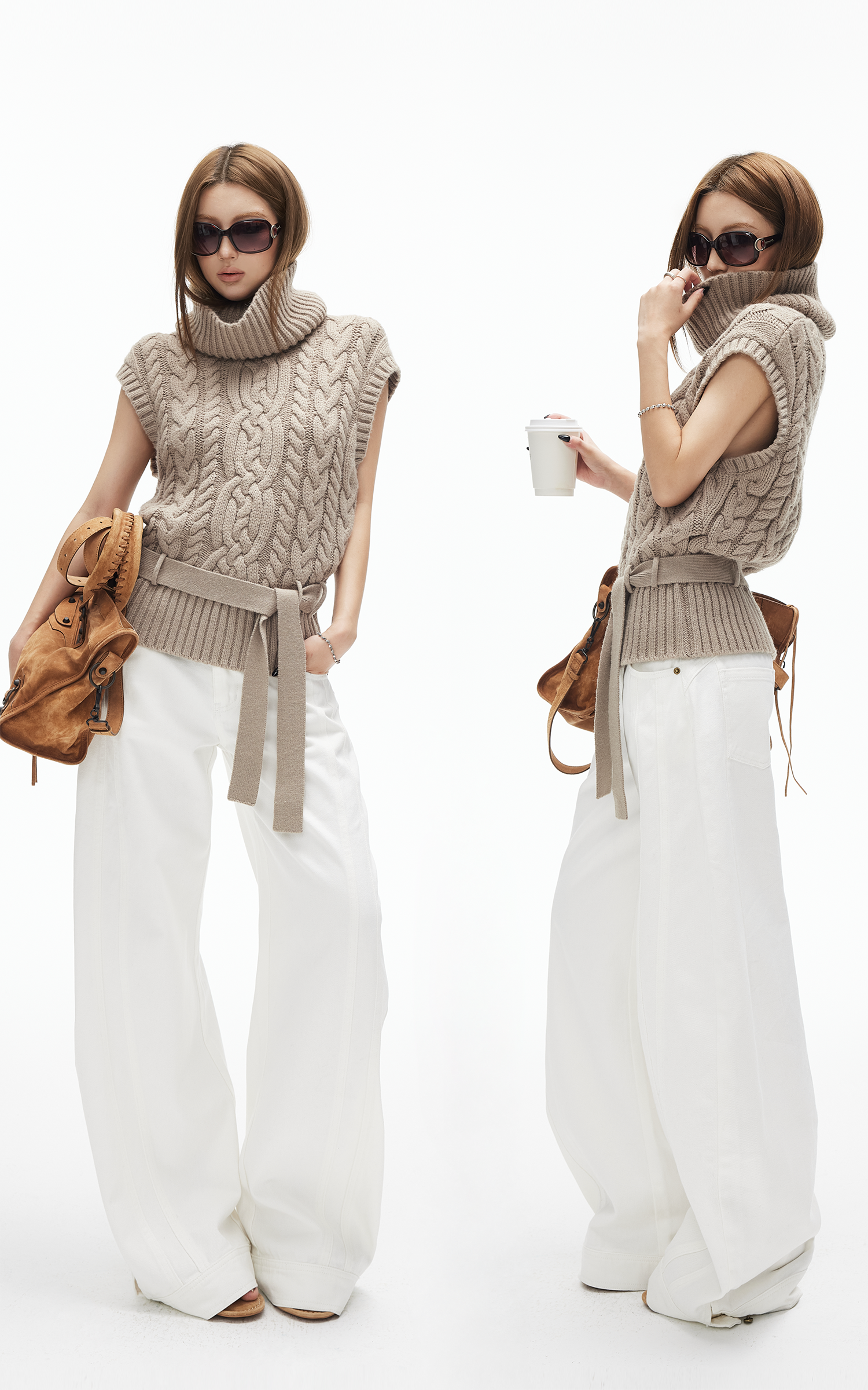 IAMXIAA Wide Leg Structured Denim Pants