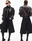 IAMXIAA Faux Leather Belted Jacket