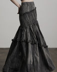 DOINDULGE Asymmetric Smocked Maxi Skirt