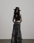 DOINDULGE Asymmetric Smocked Maxi Skirt