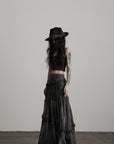 DOINDULGE Asymmetric Smocked Maxi Skirt