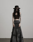 DOINDULGE Asymmetric Smocked Maxi Skirt