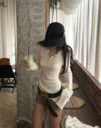 WARDEN EDGE Wool-like Structured High Waist Shorts