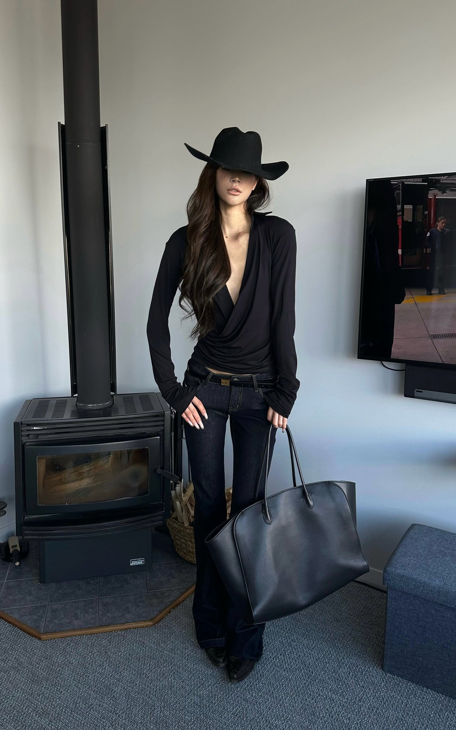 0122stepll Jean évasé droit taille basse