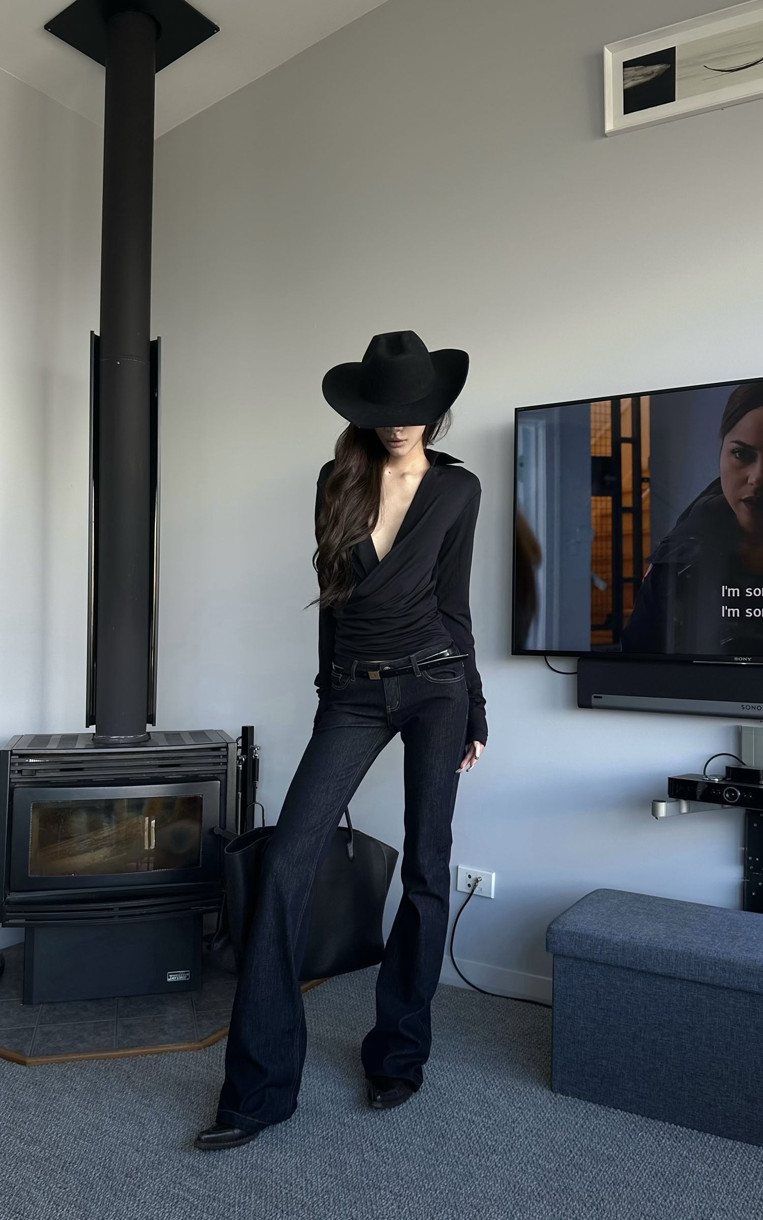 0122stepll Jean évasé droit taille basse