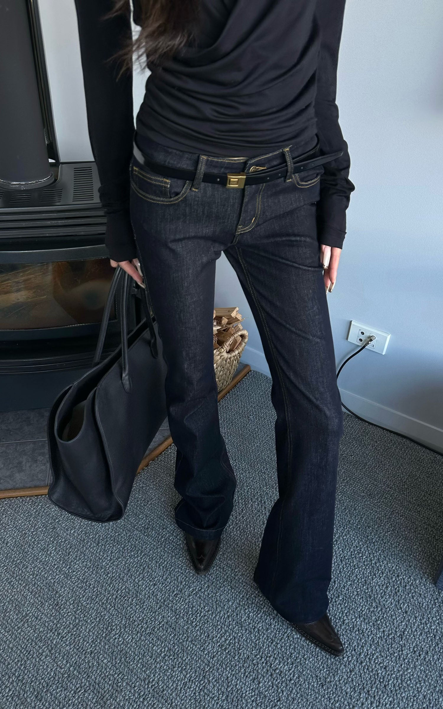 0122stepll Jean évasé droit taille basse