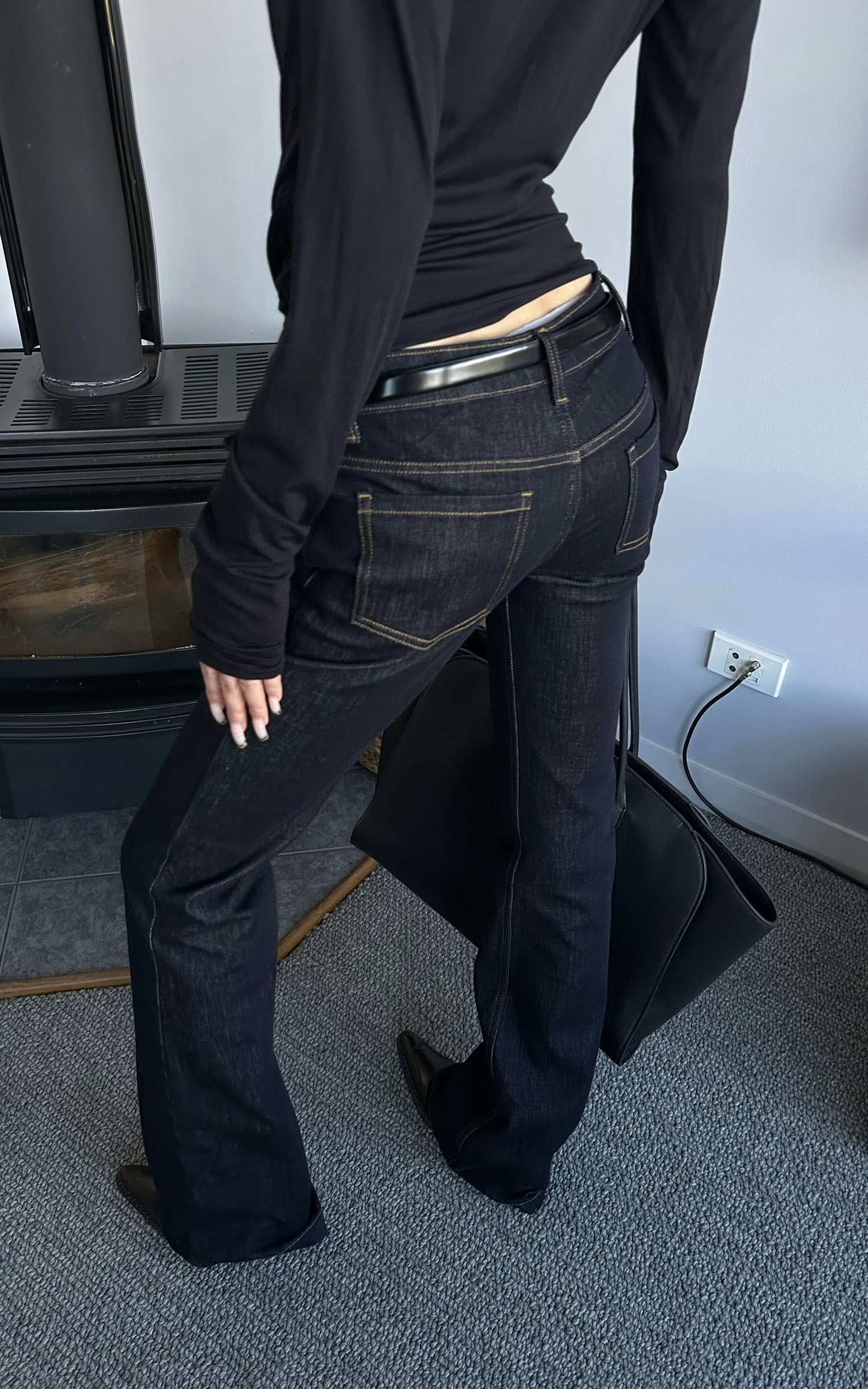 0122stepll Jean évasé droit taille basse