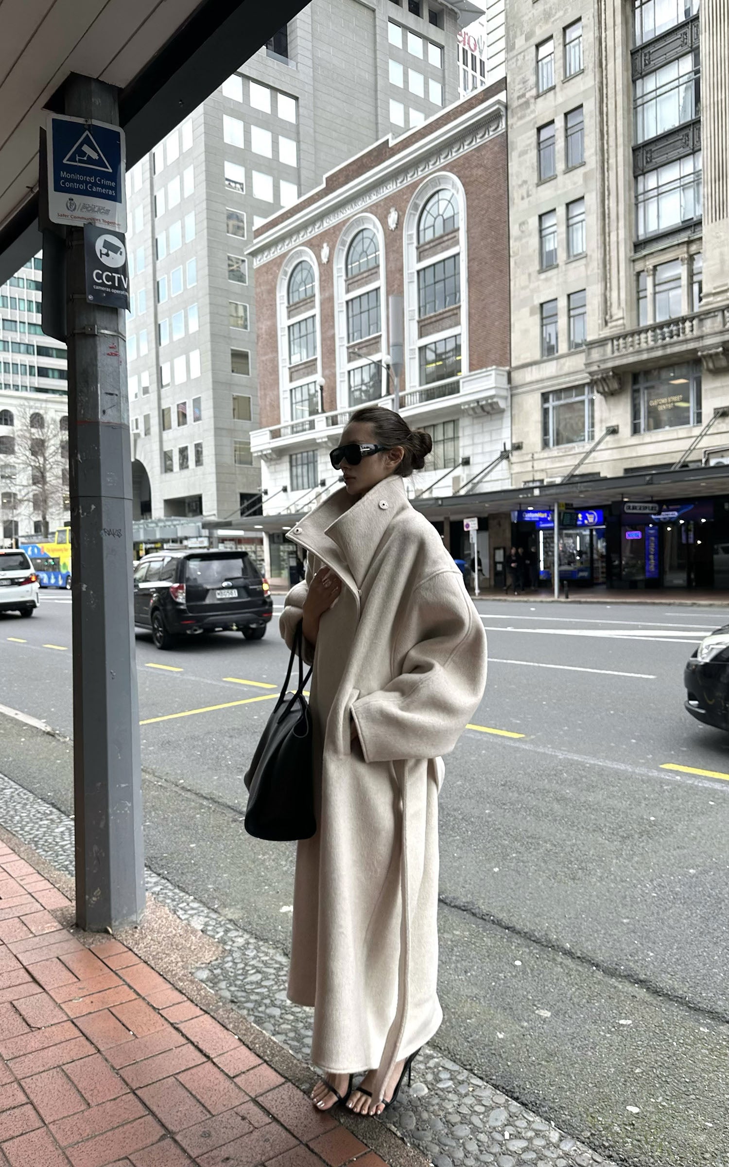 0122stepll Wool Stand-Collar Long Coat