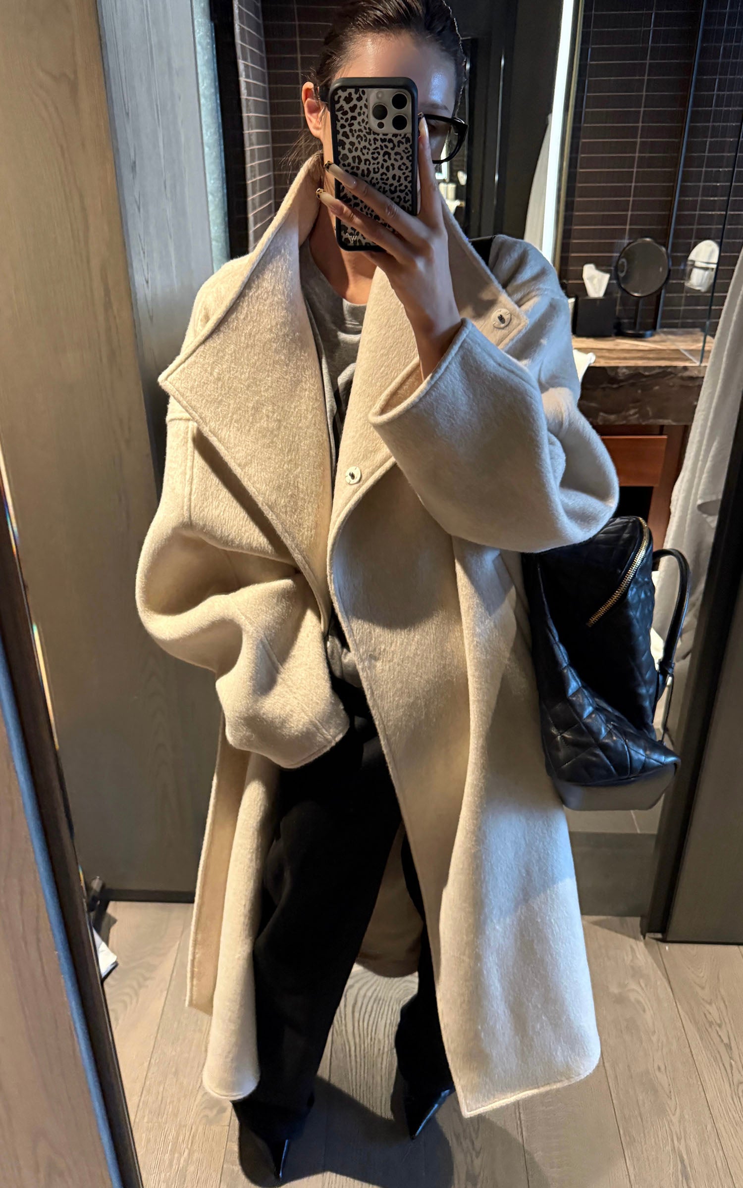 0122stepll Wool Stand-Collar Long Coat