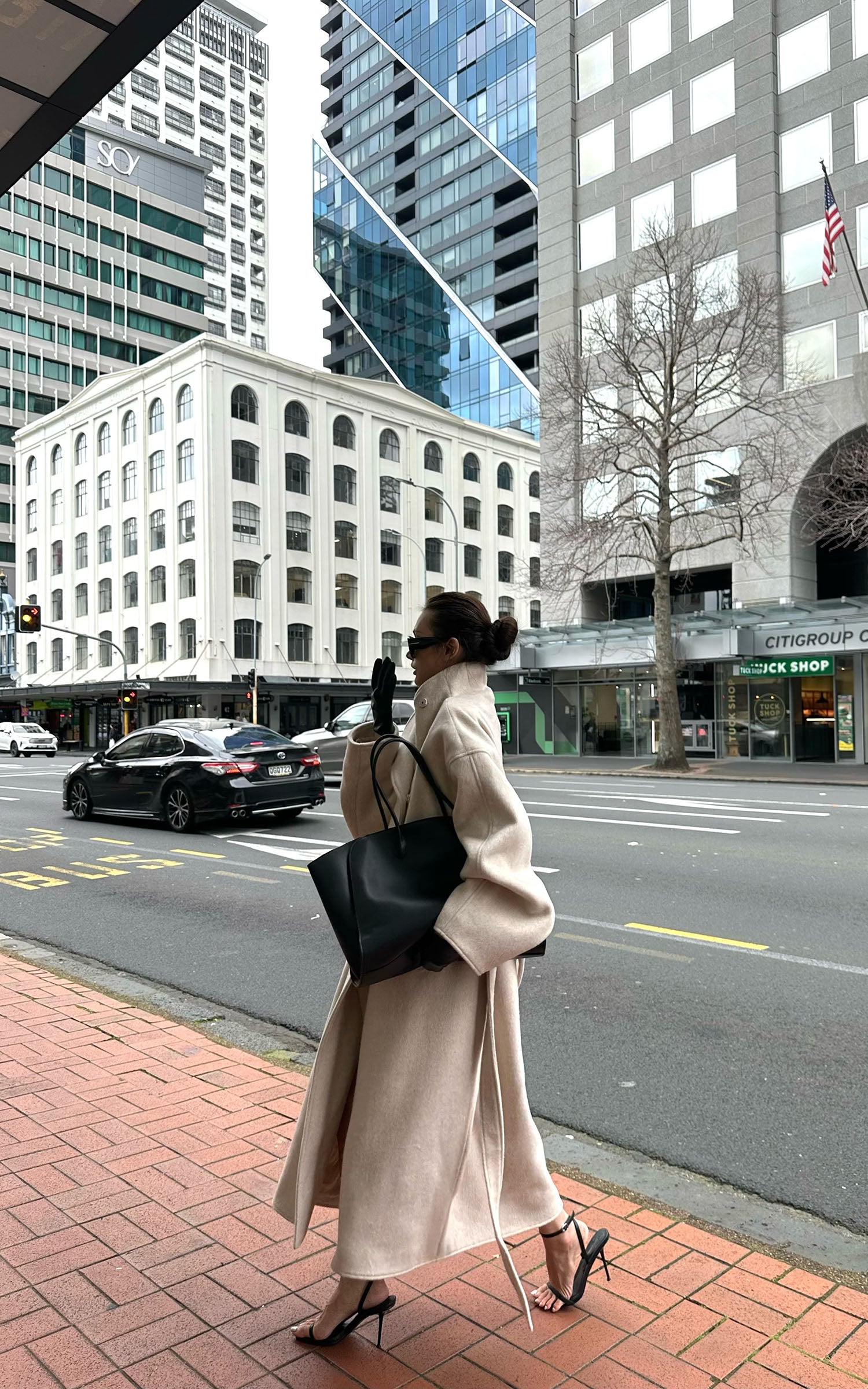 0122stepll Wool Stand-Collar Long Coat