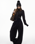 IAMXIAA Fleece Wide-Leg Sweatpants with Drawstring Waist