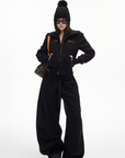 IAMXIAA Fleece Wide-Leg Sweatpants with Drawstring Waist