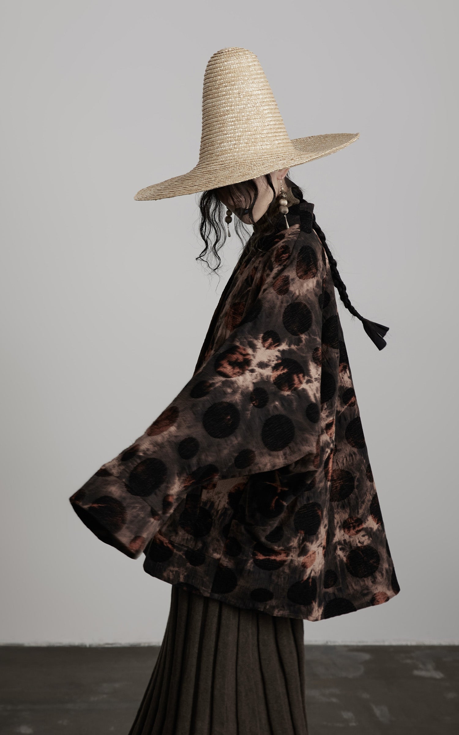 DOINDULGE Oversized Patterned Jacquard Coat