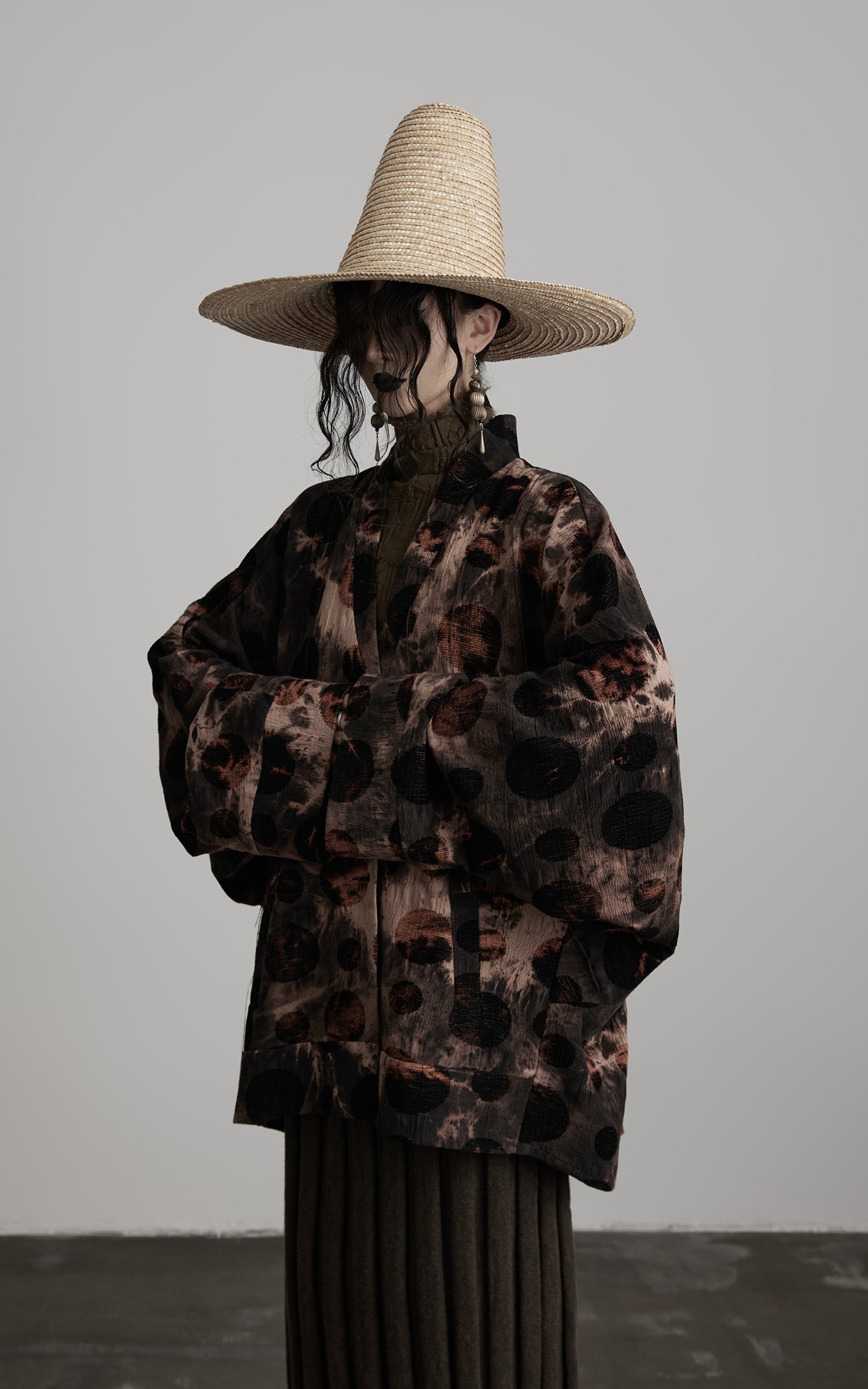 DOINDULGE Oversized Patterned Jacquard Coat