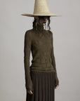 DOINDULGE Textured Distressed Knit Top