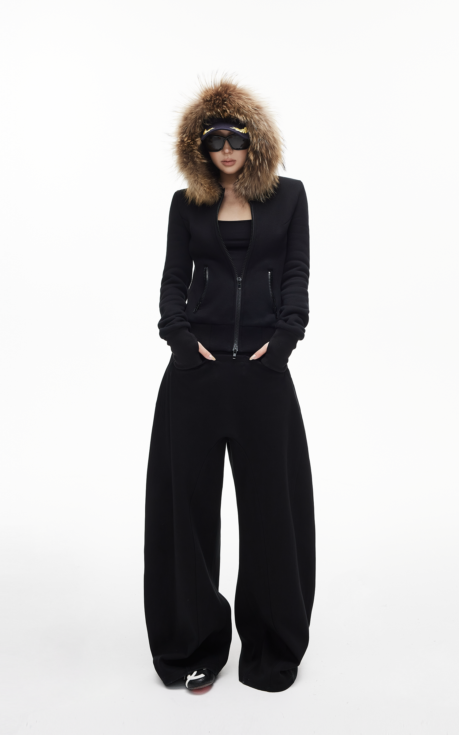 IAMXIAA Wide-Leg Low Crotch Casual Pants