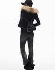 IAMXIAA Fitted Zip-Up Jacket with Detachable Faux Fur Hood
