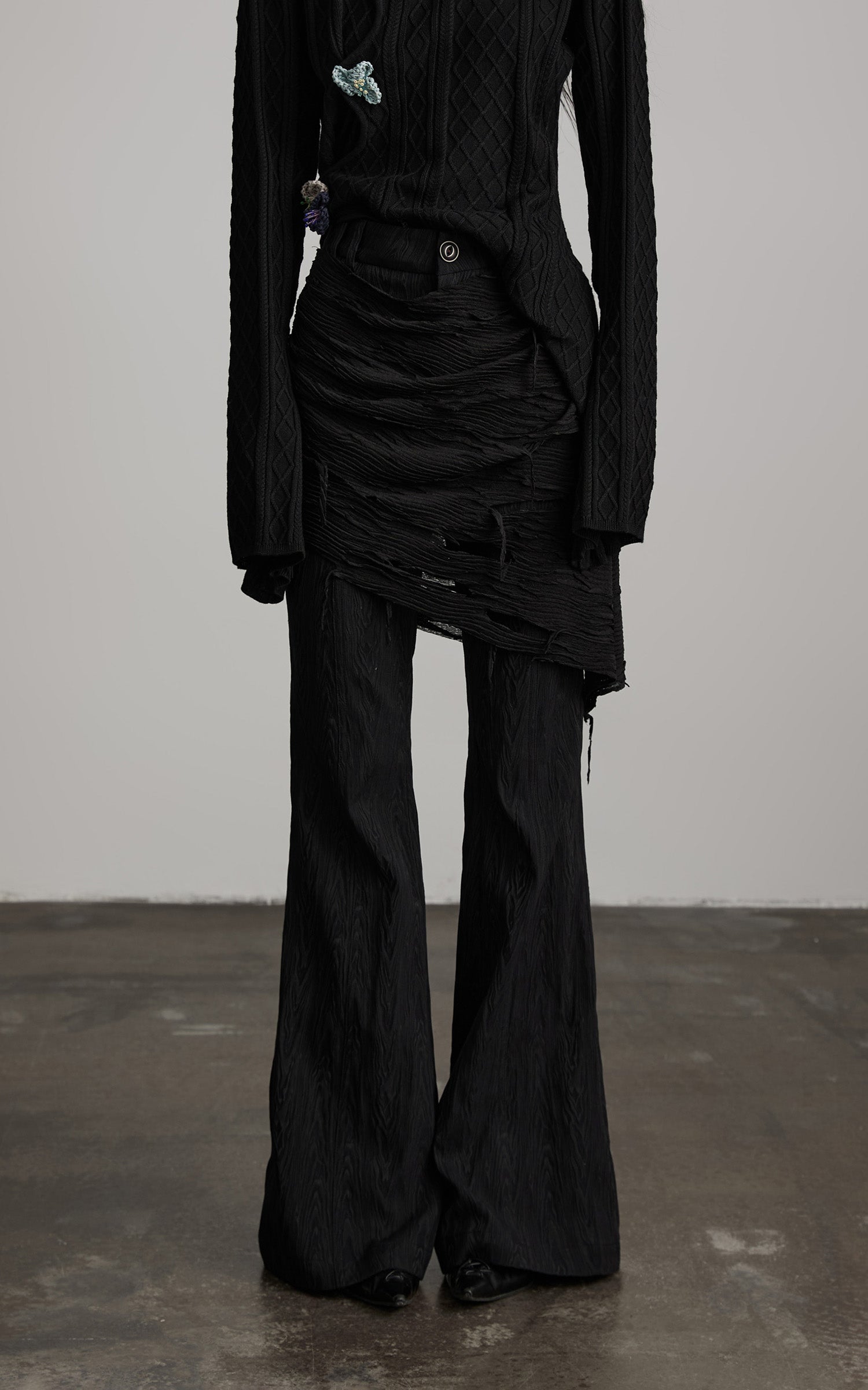 DOINDULGE Deconstructed Layered Wide-Leg Pants