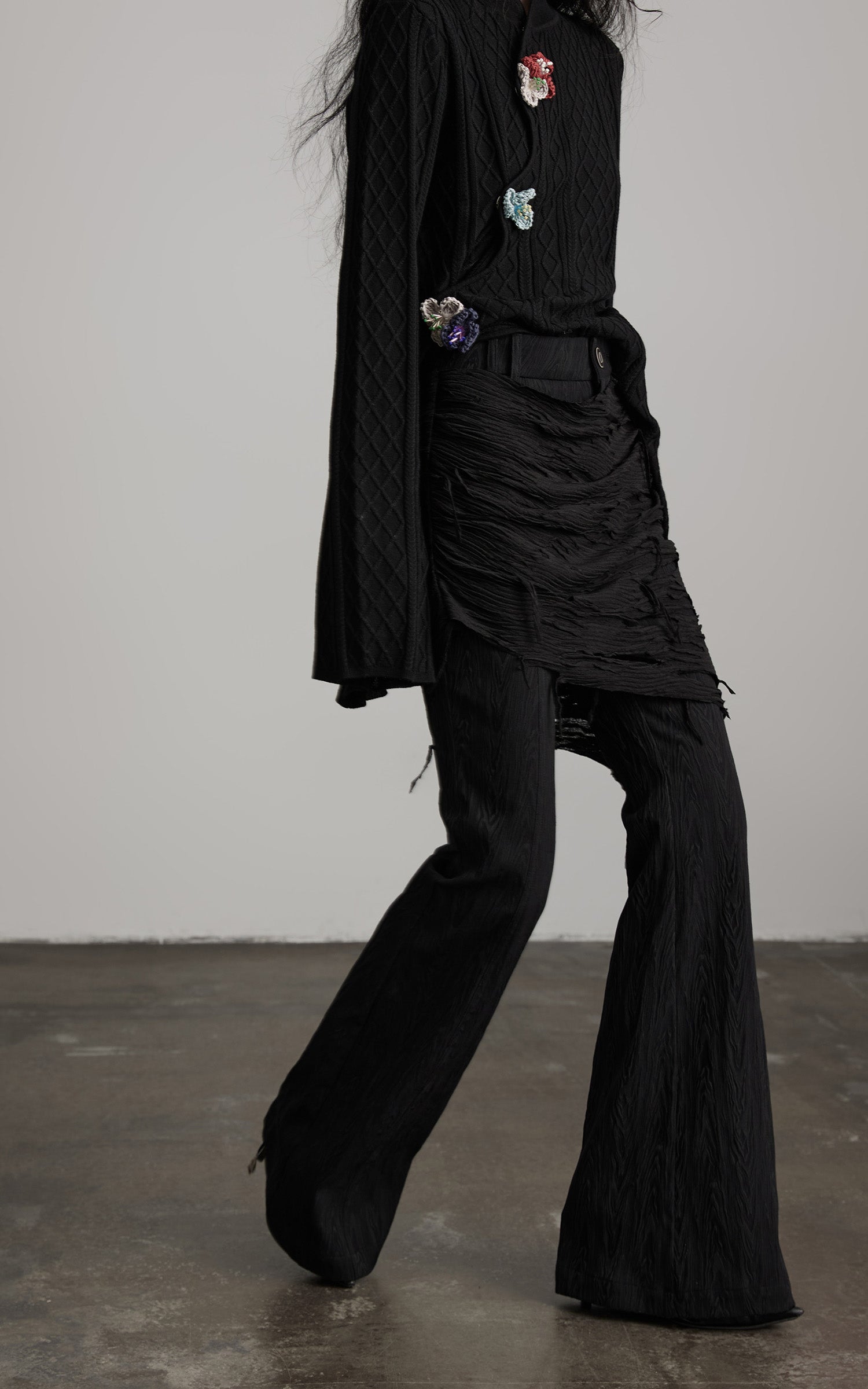 DOINDULGE Deconstructed Layered Wide-Leg Pants