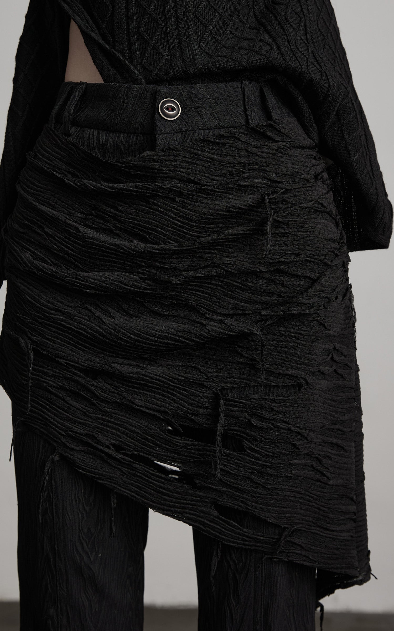 DOINDULGE Deconstructed Layered Wide-Leg Pants
