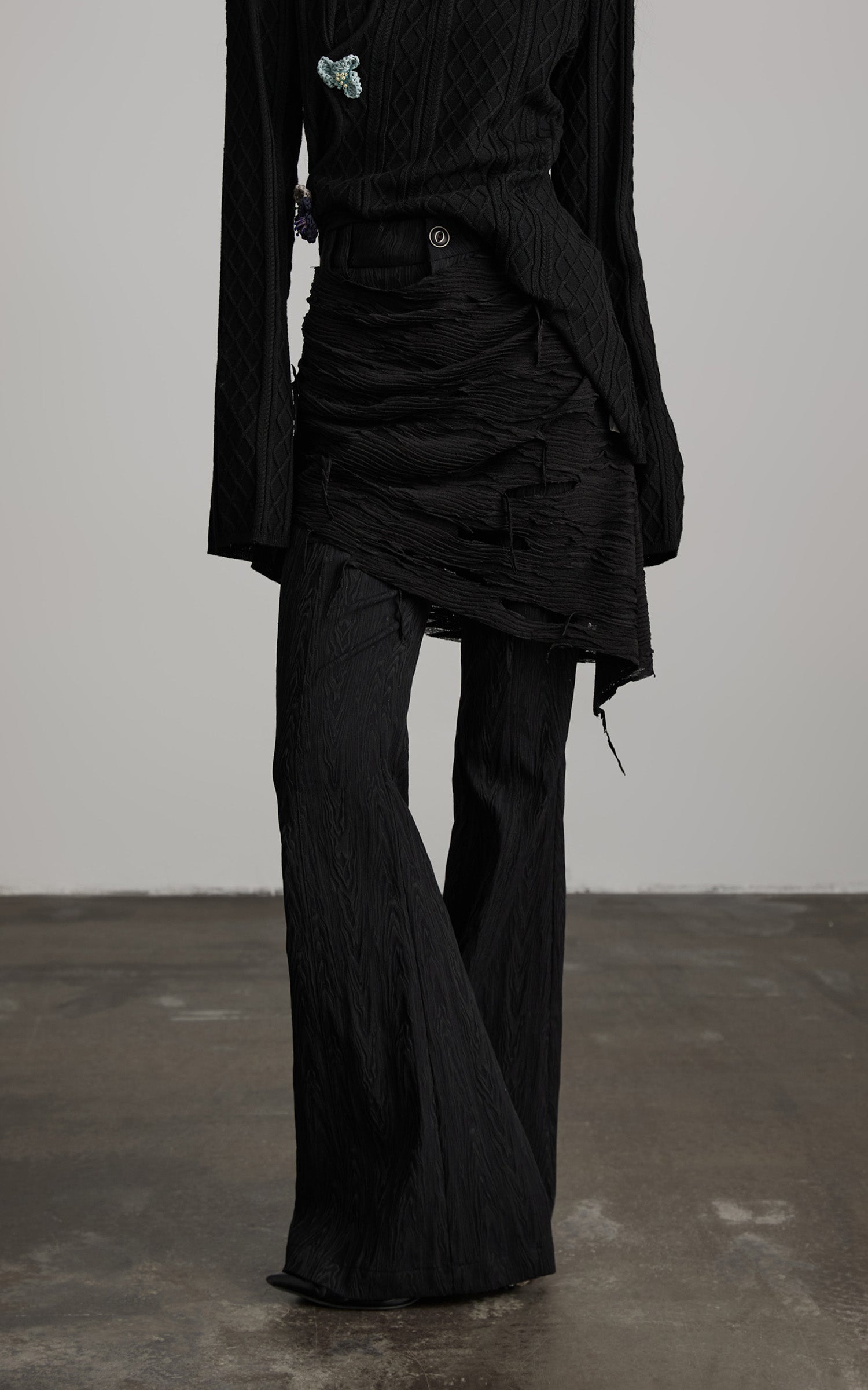 DOINDULGE Deconstructed Layered Wide-Leg Pants