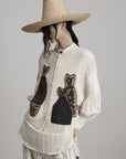 DOINDULGE Hand-Crocheted Pattern Knit Vest