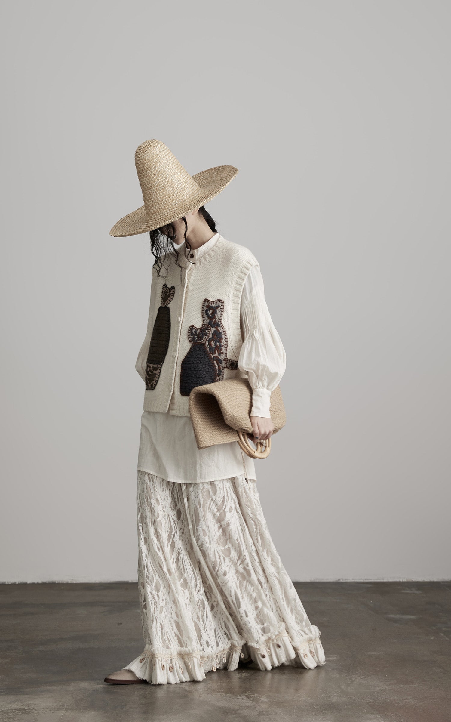 DOINDULGE Hand-Crocheted Pattern Knit Vest