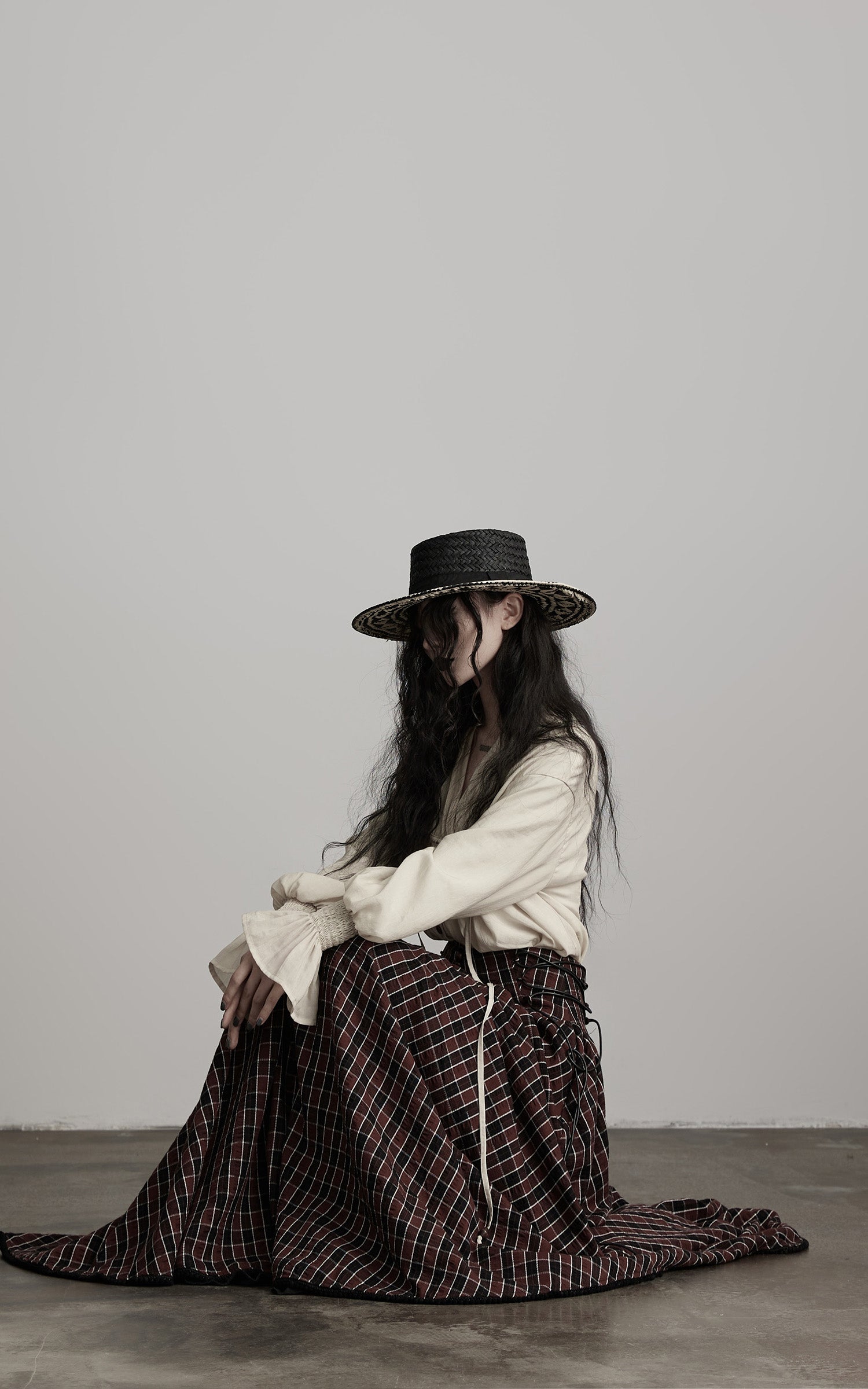 DOINDULGE Textured Check Maxi Skirt