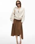 IAMXIAA Ribbed Knit Wrap Cardigan Women Winter Shawl Collar Sweater