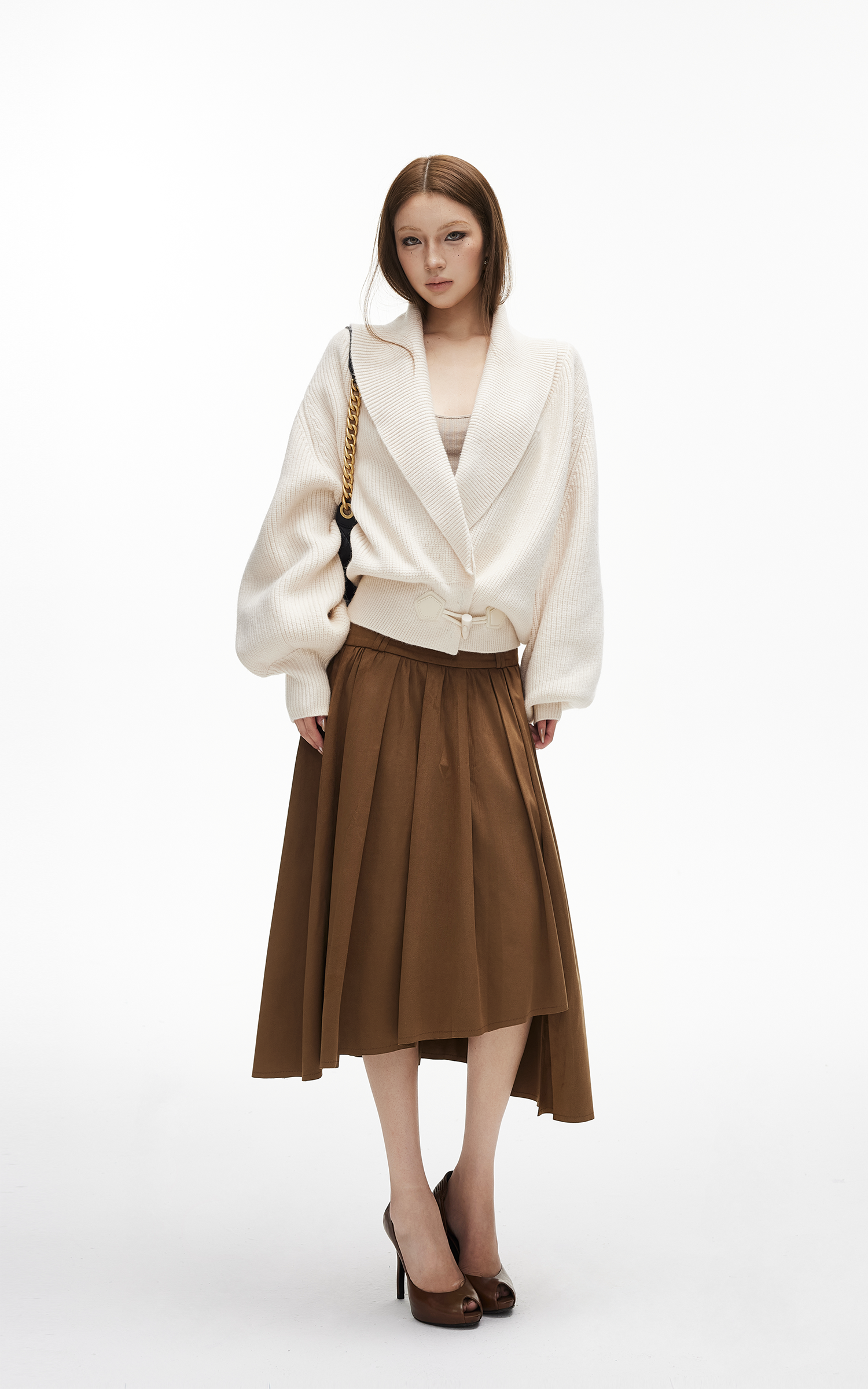 IAMXIAA Ribbed Knit Wrap Cardigan Women Winter Shawl Collar Sweater