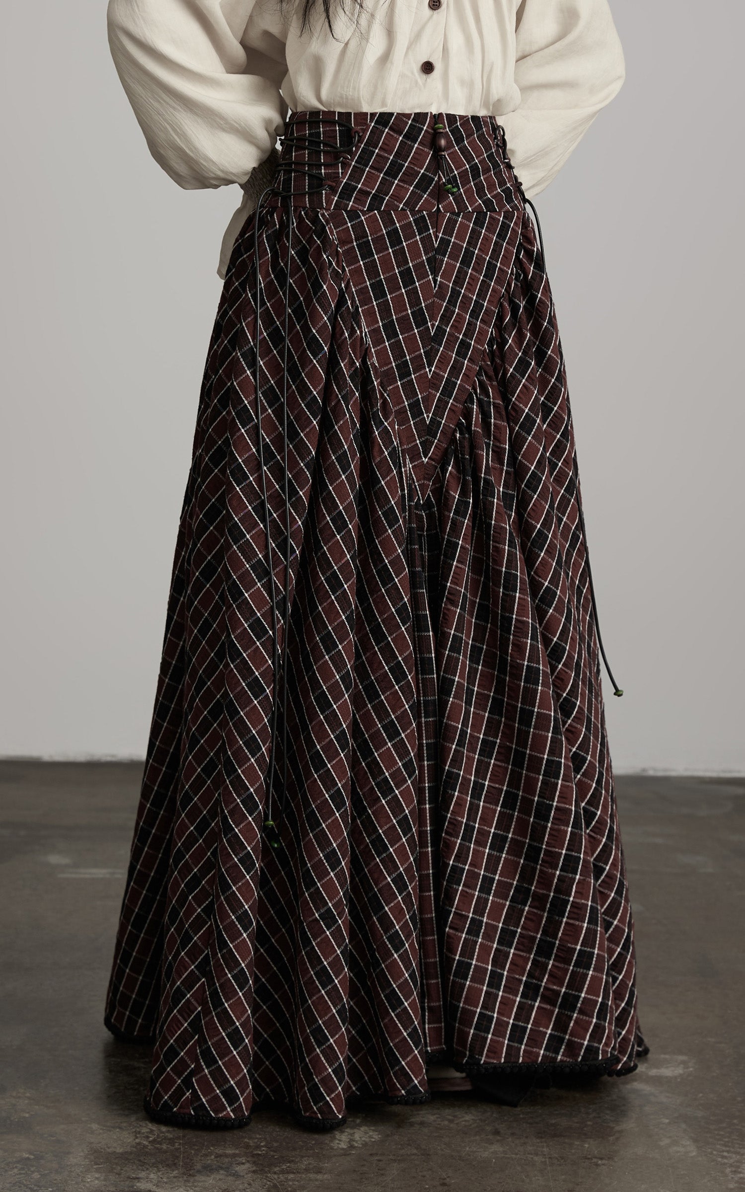 DOINDULGE Textured Check Maxi Skirt