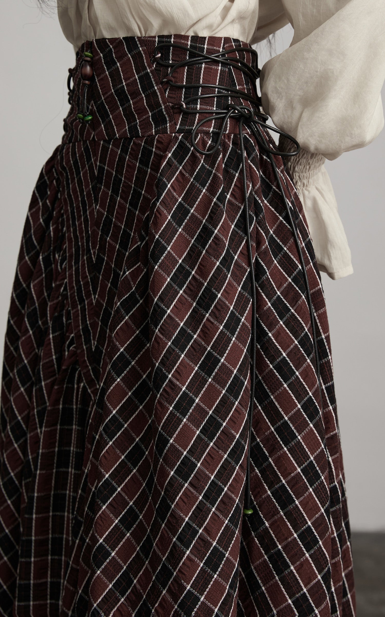 DOINDULGE Textured Check Maxi Skirt
