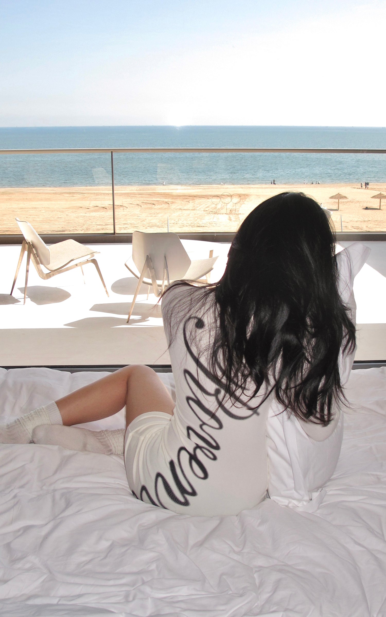 ROVENTE Script Back Bodycon Knit Mini Dress
