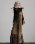 DOINDULGE Textured Tiered Maxi Skirt with Embroidery & Smocked Waist