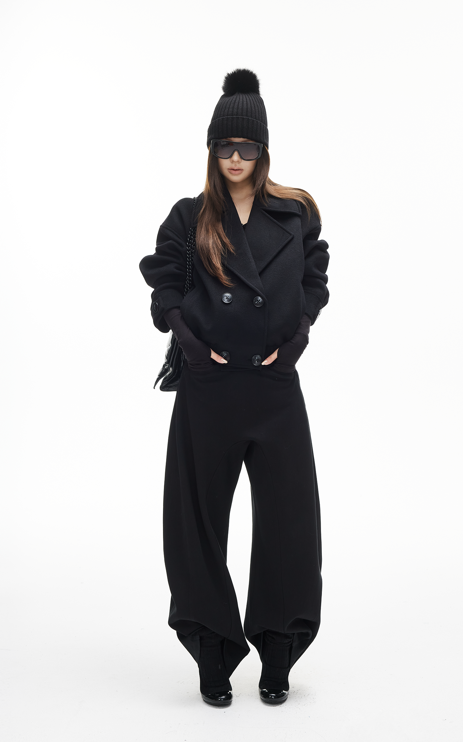 IAMXIAA Wide-Leg Low Crotch Casual Pants