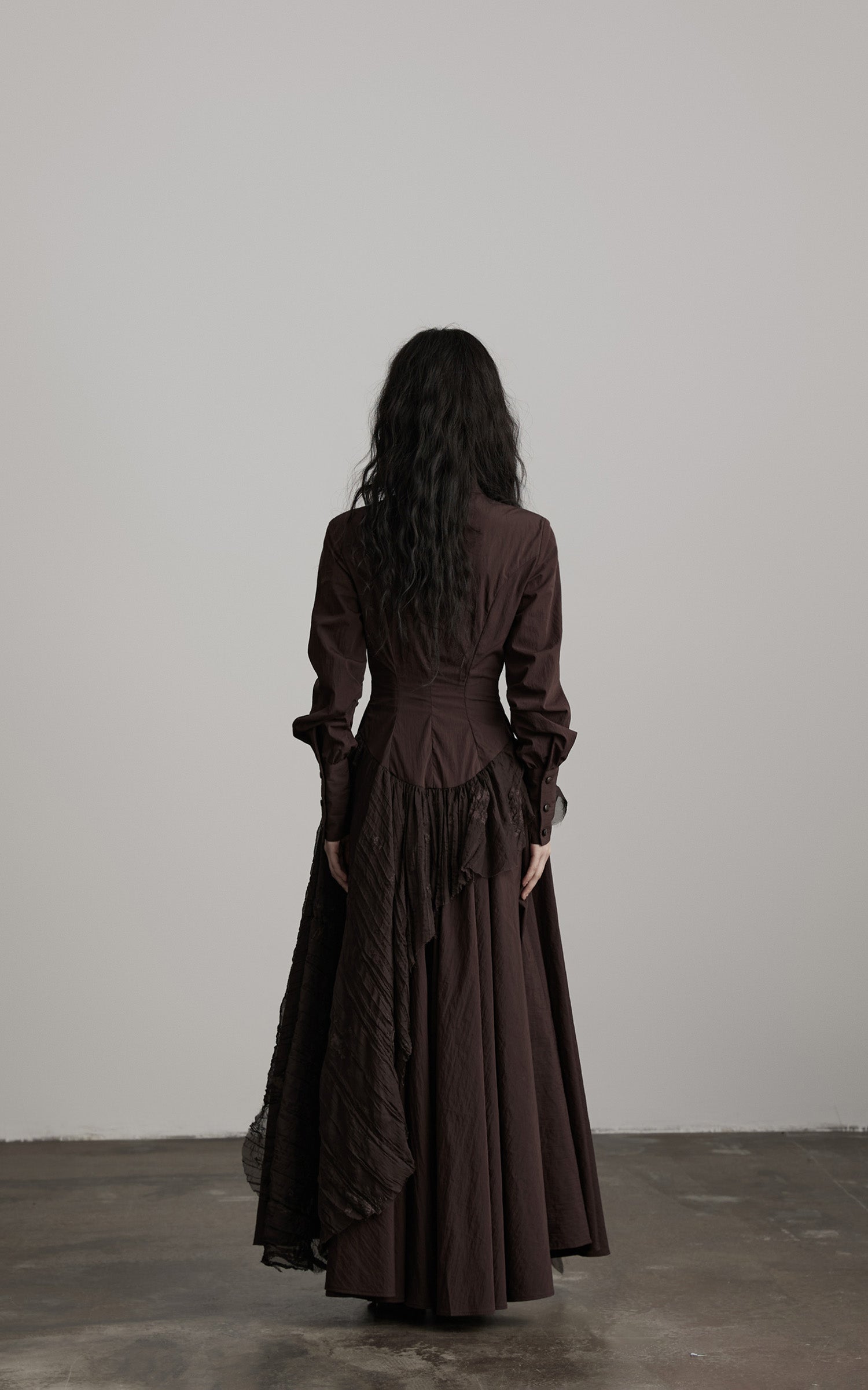 DOINDULGE Textured Ruched Shirt Dress