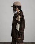 DOINDULGE Patchwork Distressed Knit Cardigan